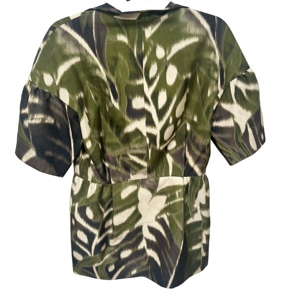 Giambattista Valli Green print short sleeve jacket blouse with button 44/M Italy - Picture 14 of 16